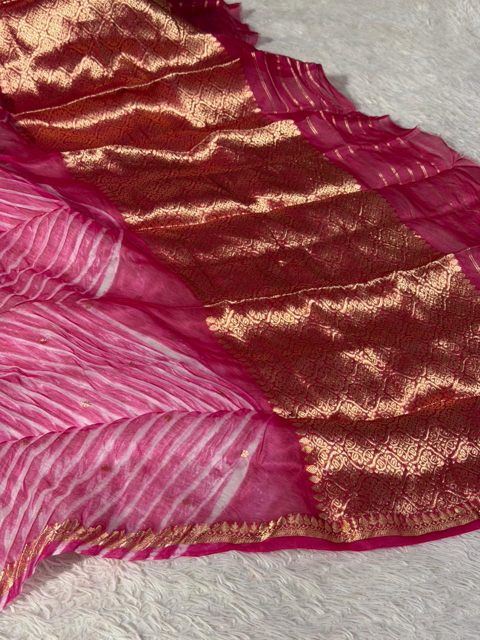 Arashi pink Khaddi Georgette Appliqué Work Saree