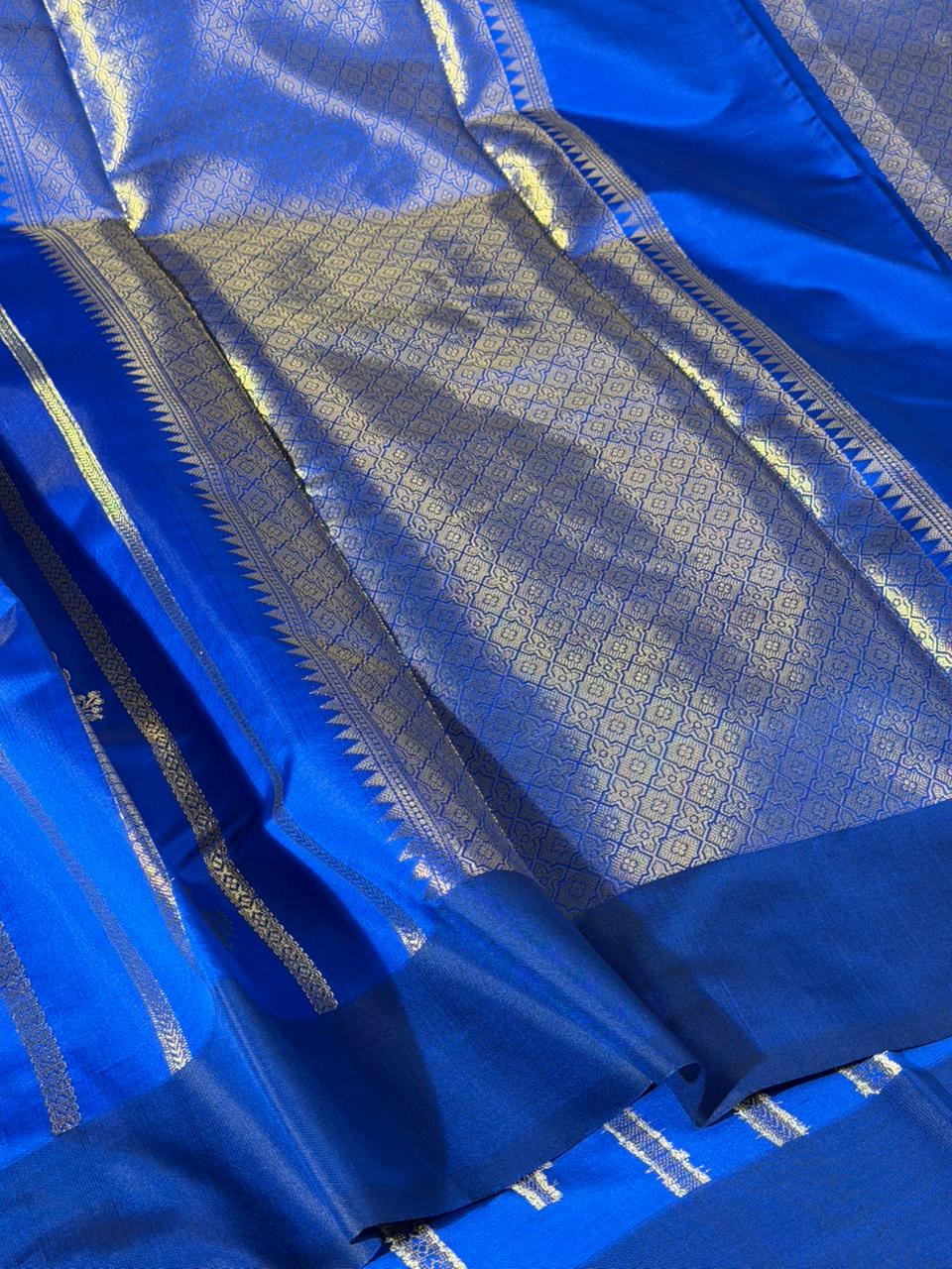 Royal Blue Soft Banarasi Silk Traditional Saree