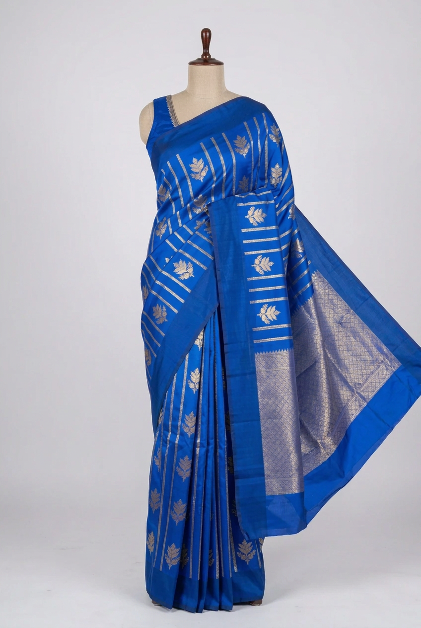 Royal Blue Soft Banarasi Silk Traditional Saree