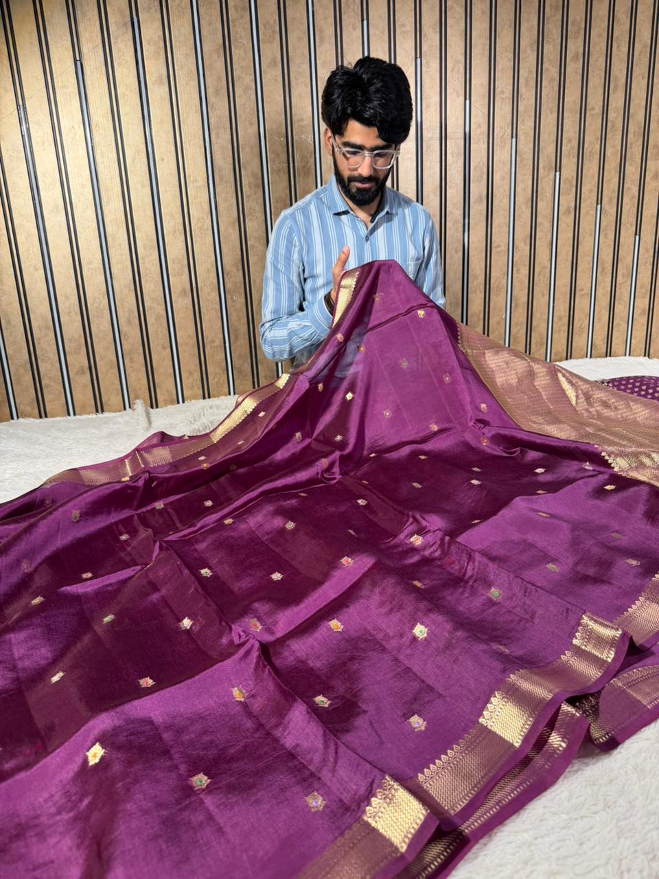 Light Purple Traditional Buti Pure Mango Silk Saree