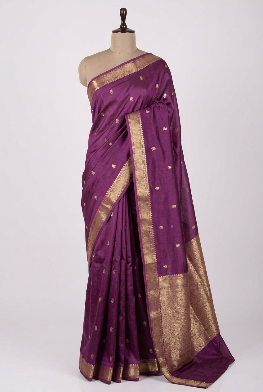 Light Purple Traditional Buti Pure Mango Silk Saree