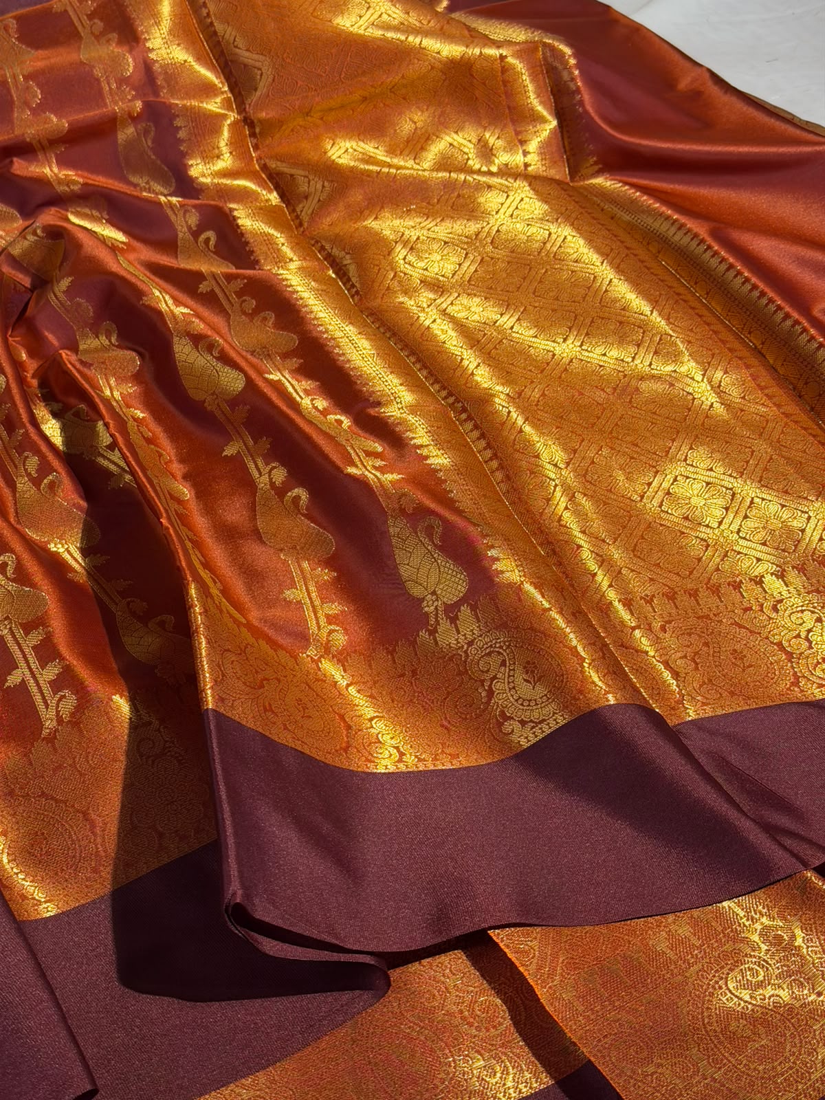 Burnt Orange Softsilk Eccentric Banarasi Saree