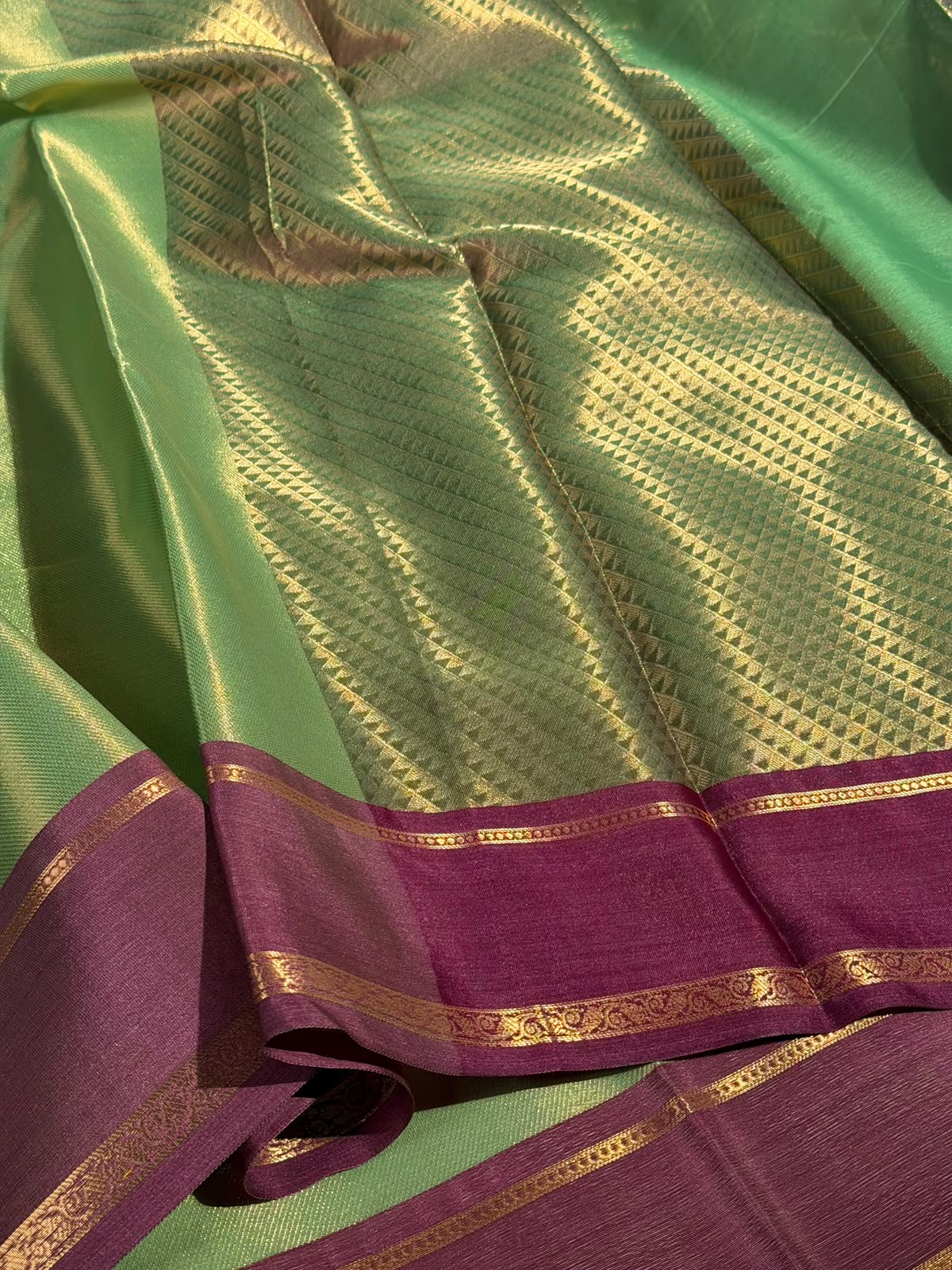Pista With Purple Softsilk Eccentric Banarasi Saree