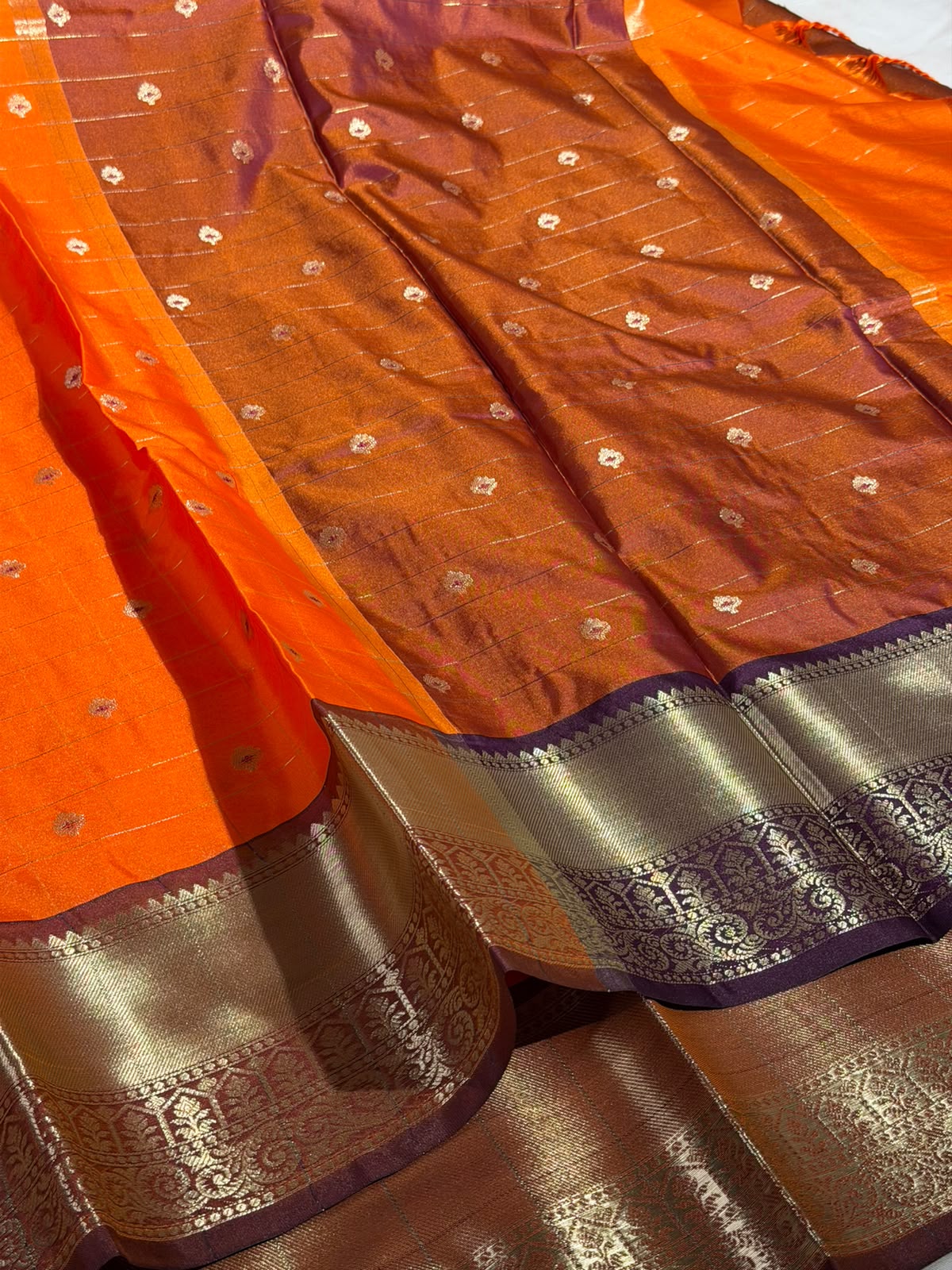 Prity Orange With Buta Soft Silk Jamdani Pattern Saree