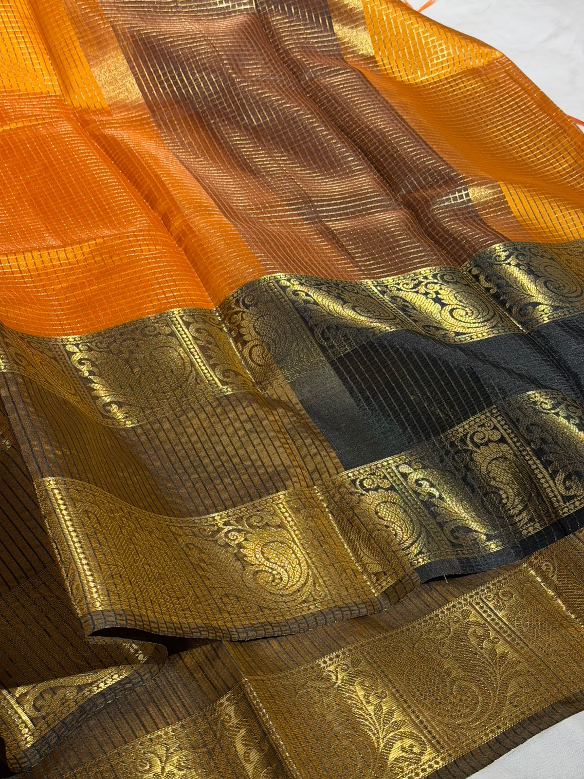 Burnt Orange Softsilk Eccentric Banarasi Saree