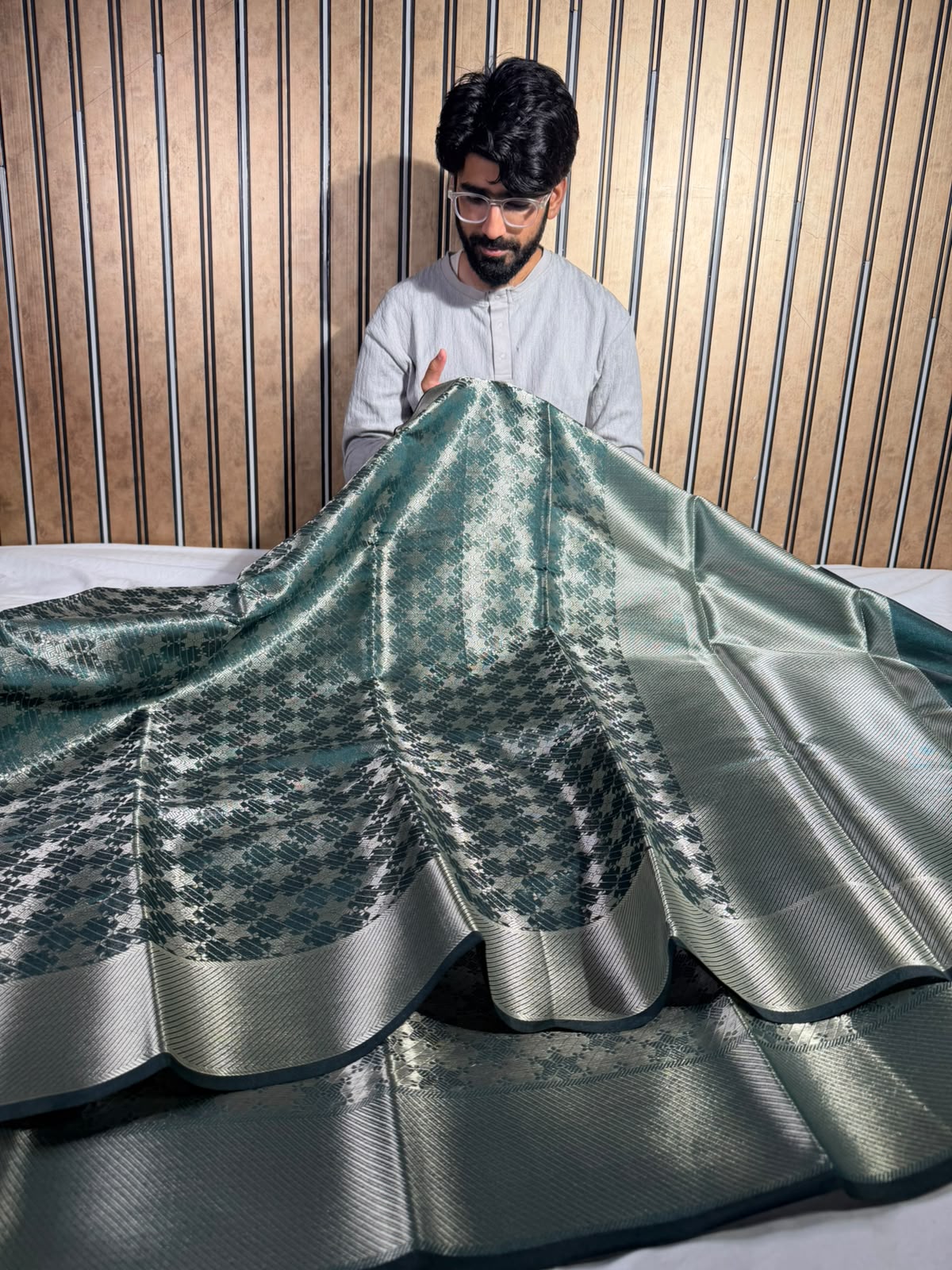 Bottle Green Softsilk Eccentric Banarasi Saree