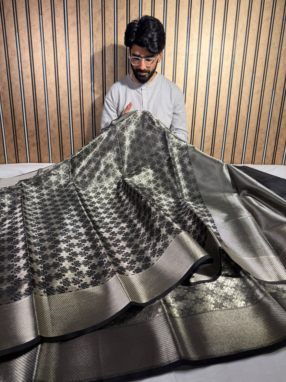 Black Silver Softsilk Eccentric Banarasi Saree