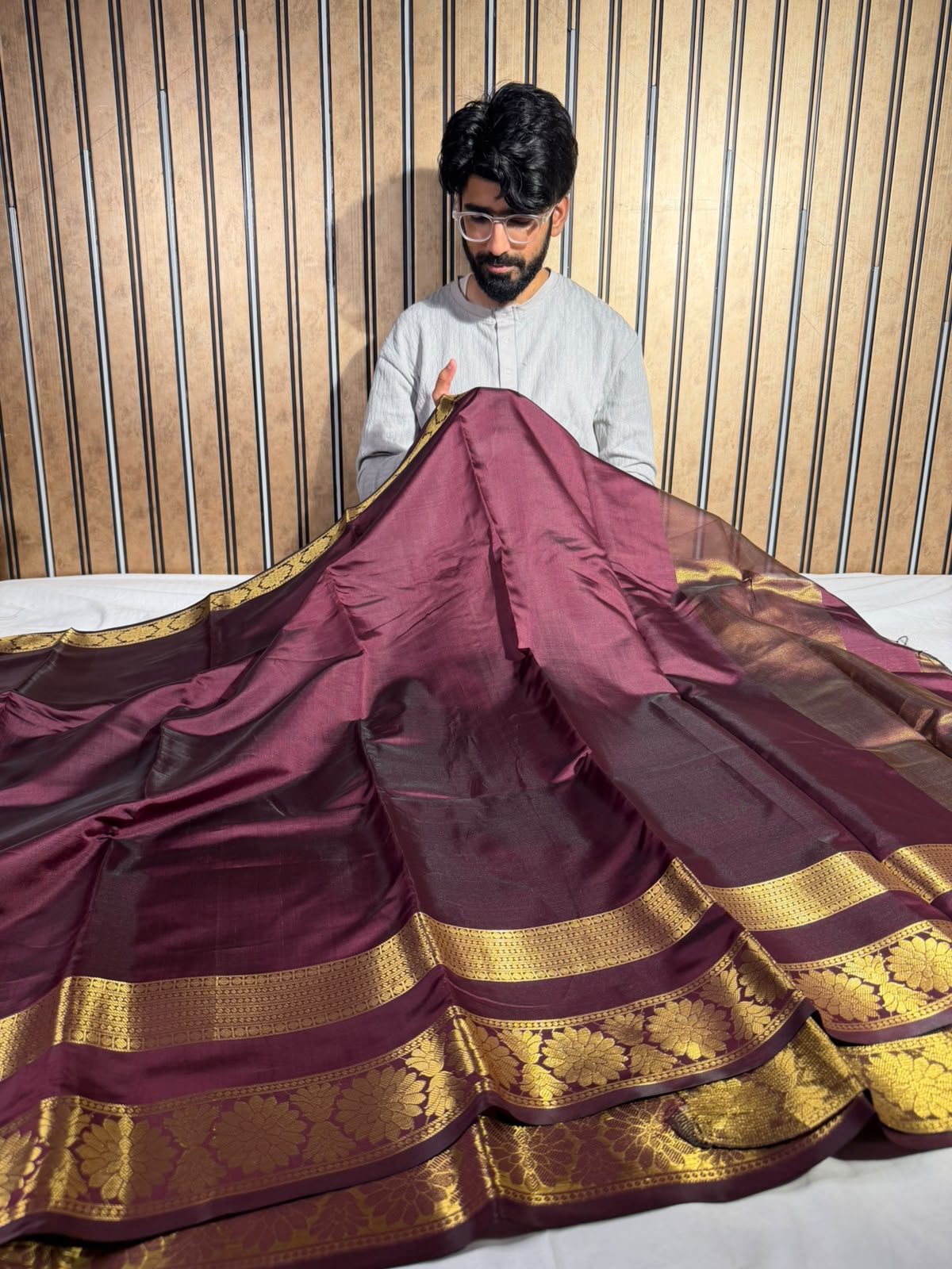 Wine Softsilk Eccentric Banarasi Saree