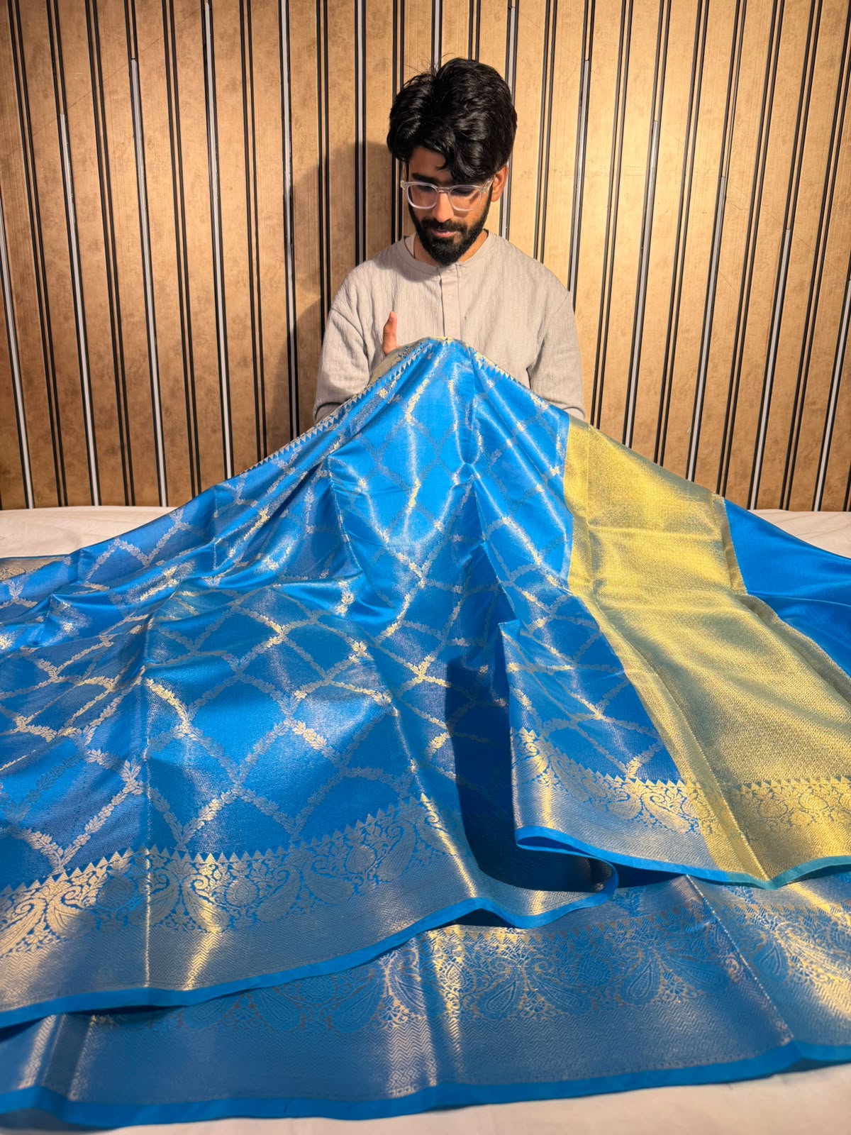 Prity Blue Colour  Softsilk Eccentric Banarasi Saree