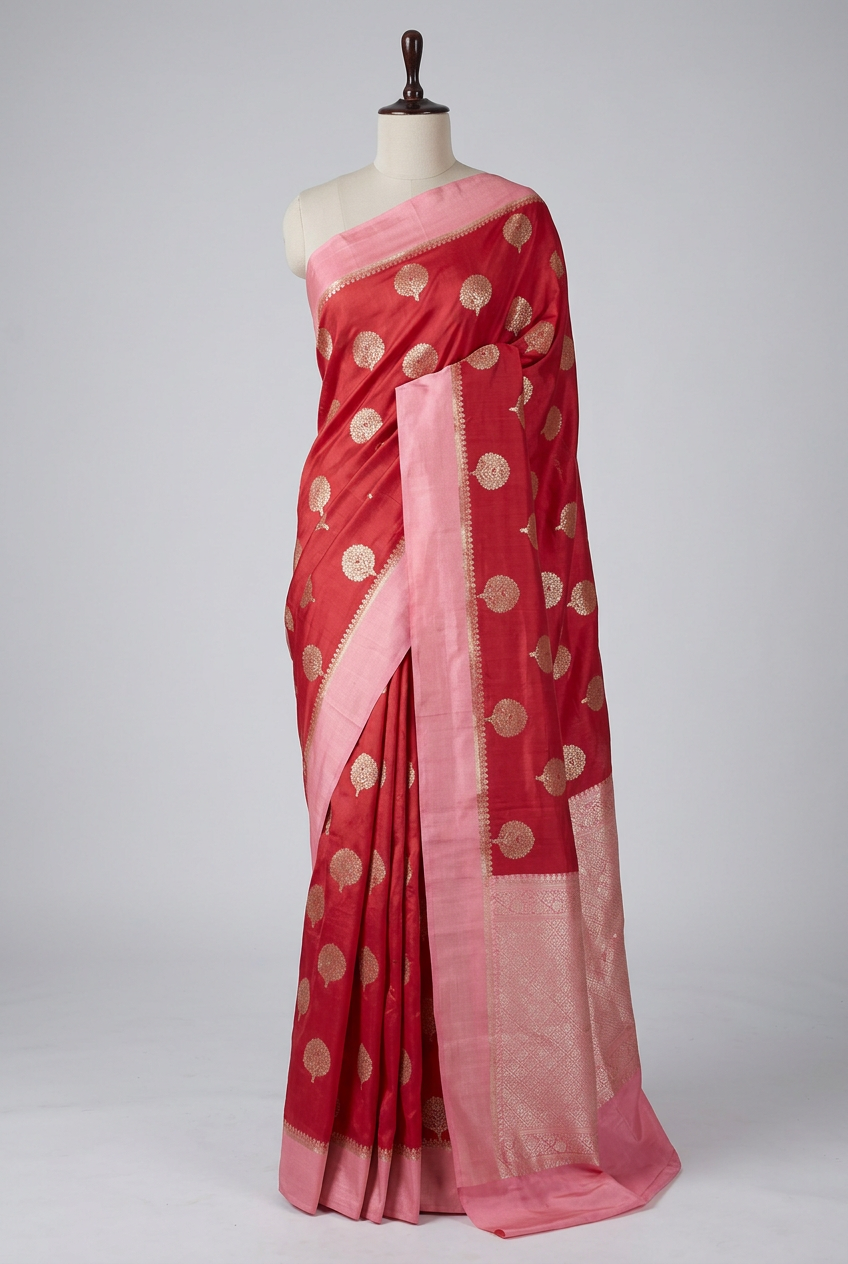 Rani Pink Comfortable Chinia Silk Banarasi Saree