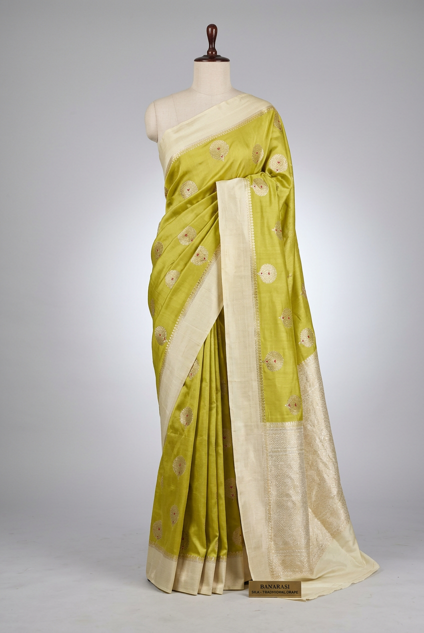 Mehendi Green Comfortable Chinia Silk Banarasi Saree