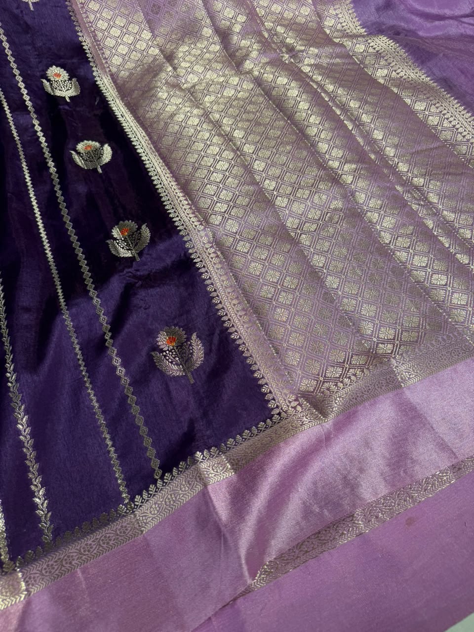 Purple Lavender Comfortable Chinia Silk Banarasi Saree