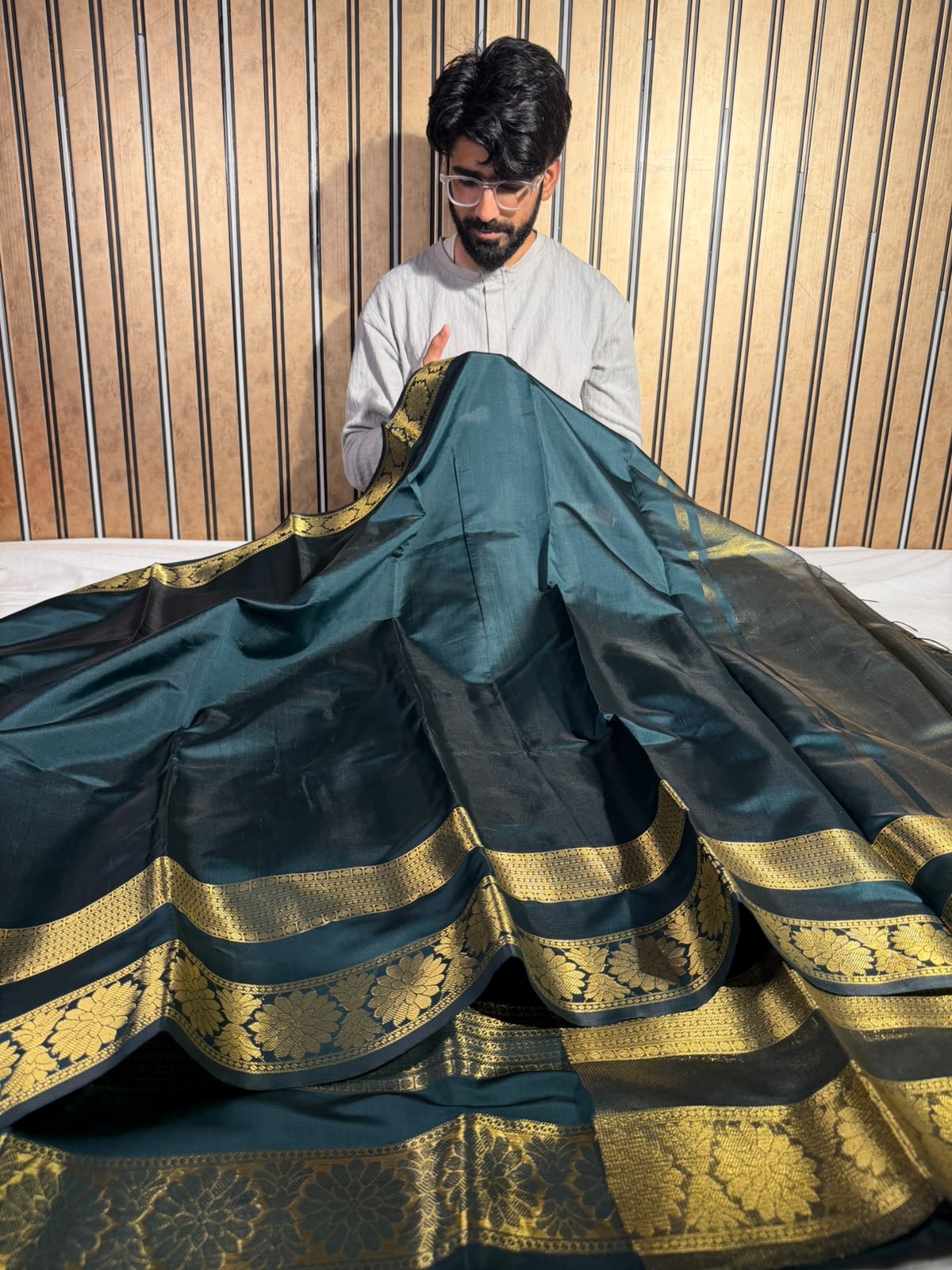 Dark Navy Softsilk Eccentric Banarasi Saree