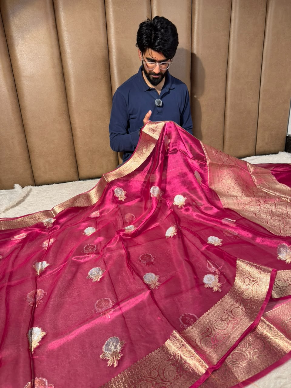 Rani Pink Pure Tissue Silk Heritage Banarasi Saree