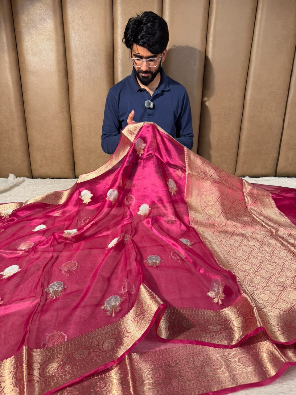 Rani Pink Pure Tissue Silk Heritage Banarasi Saree