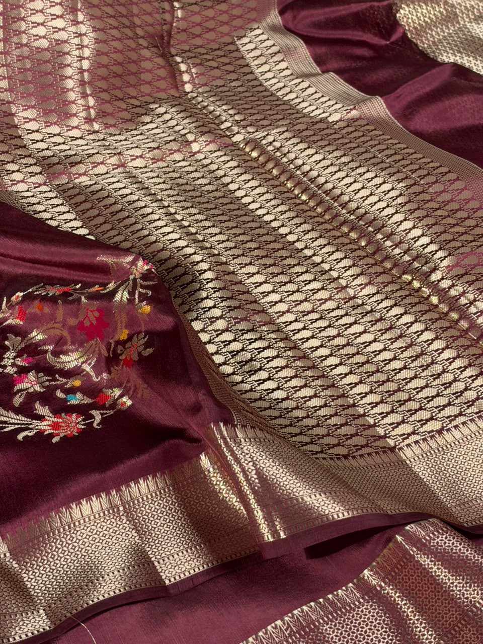 Wine Shade Grand Pure Mango Silk Saree