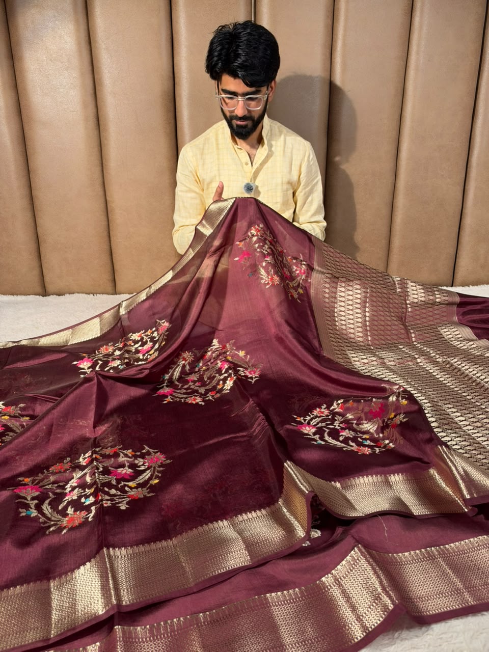 Wine Shade Grand Pure Mango Silk Saree