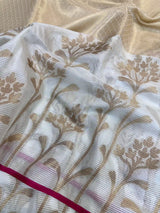 White Tissue Silk Jacquard Banarasi Saree