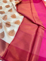 White Soft Cotton Silk Banarasi Saree