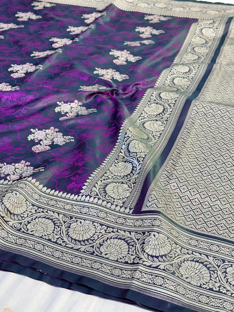 Wine Mashru Silk Banarasi Saree