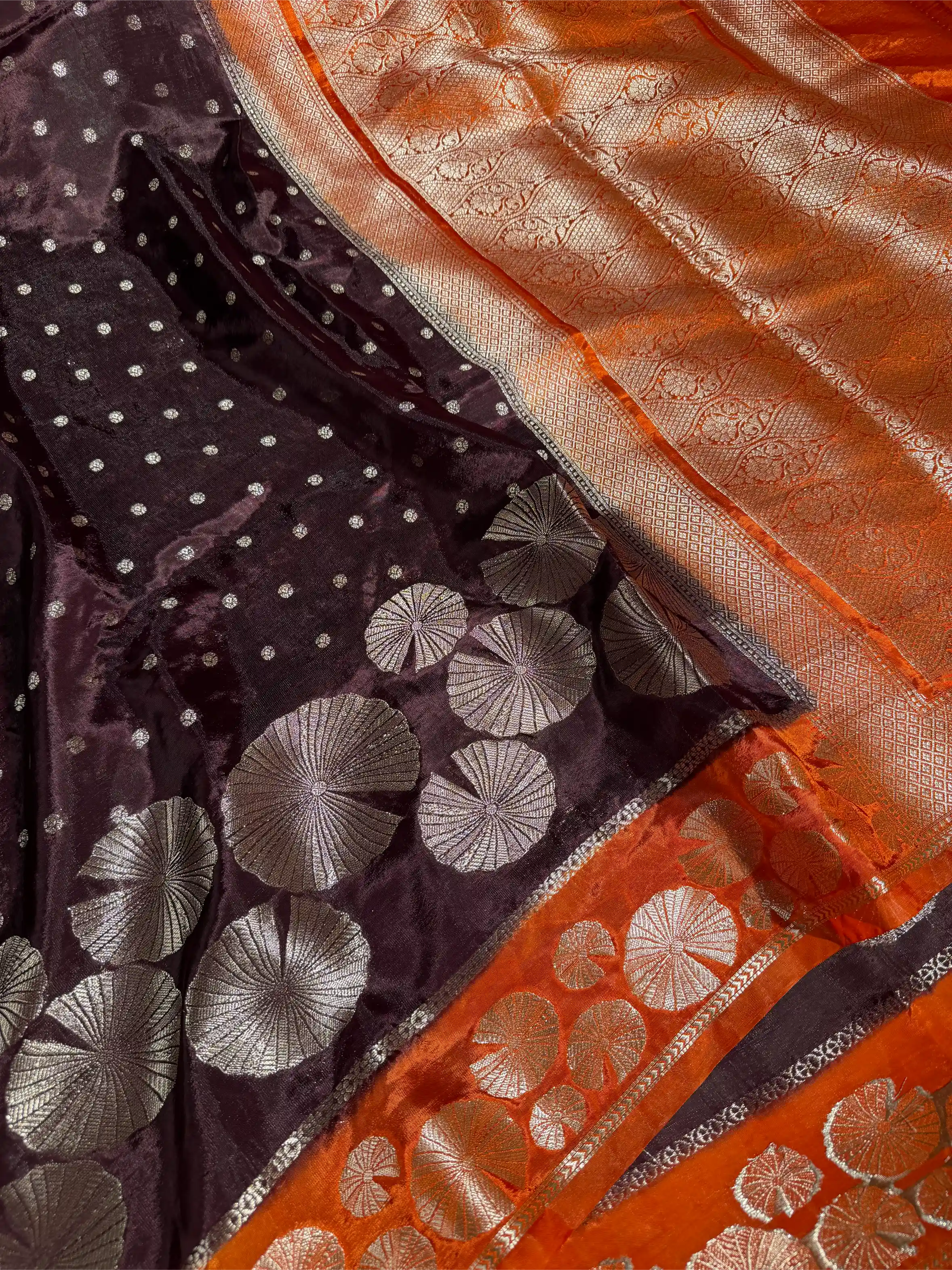 Wine Shade Banana Silk Contemporary Banarasi Saree