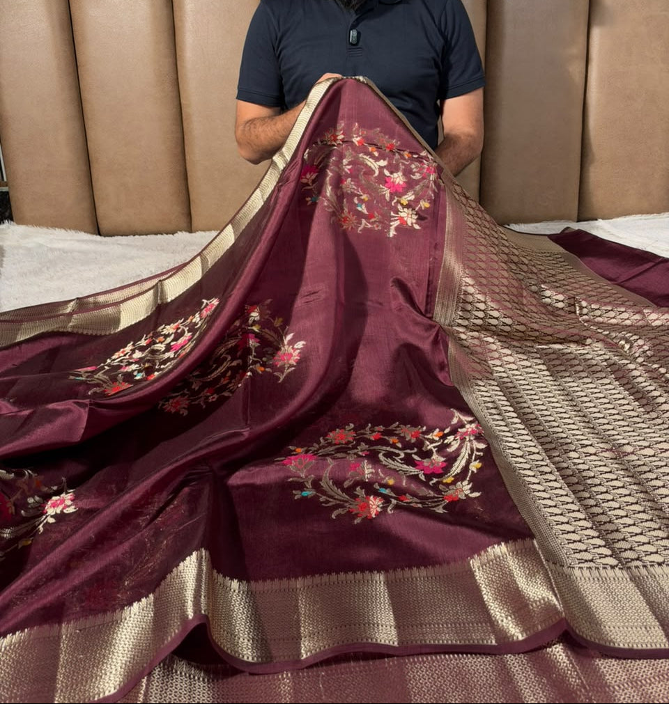 Wine Shade Grand Pure Mango Silk Saree