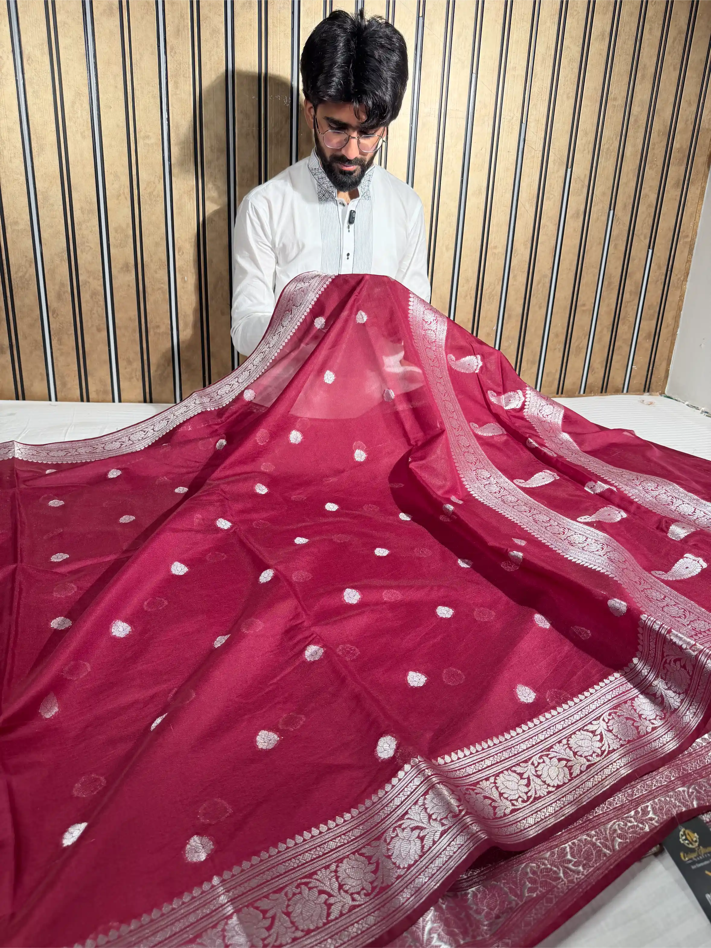 Wine Soft Georgette Khaddi Buti Banarasi Saree