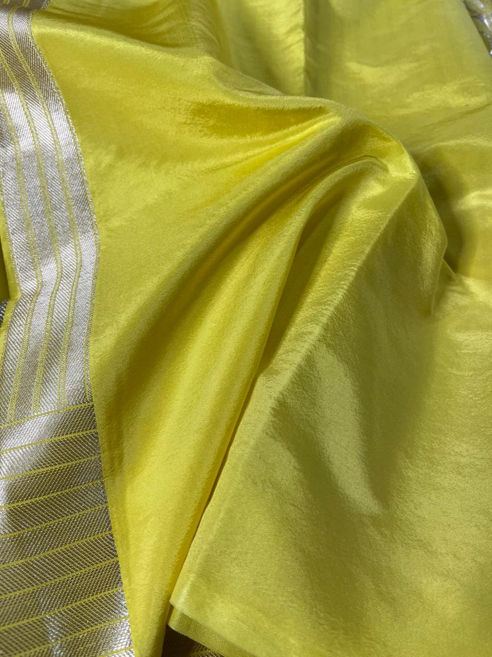 Yellow Katan Silk Floral Weave Banarasi Saree
