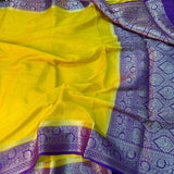 Yellow Mysore Silk Banarasi Saree