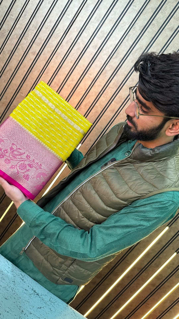 Yellow Rich Kora Organza Silk Sona Rupa Saree