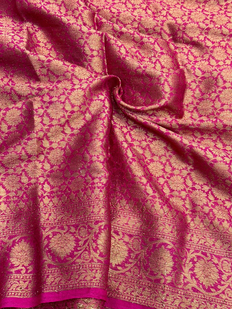 Yellow Semi Georgette Khaddi Buti Banarasi Saree