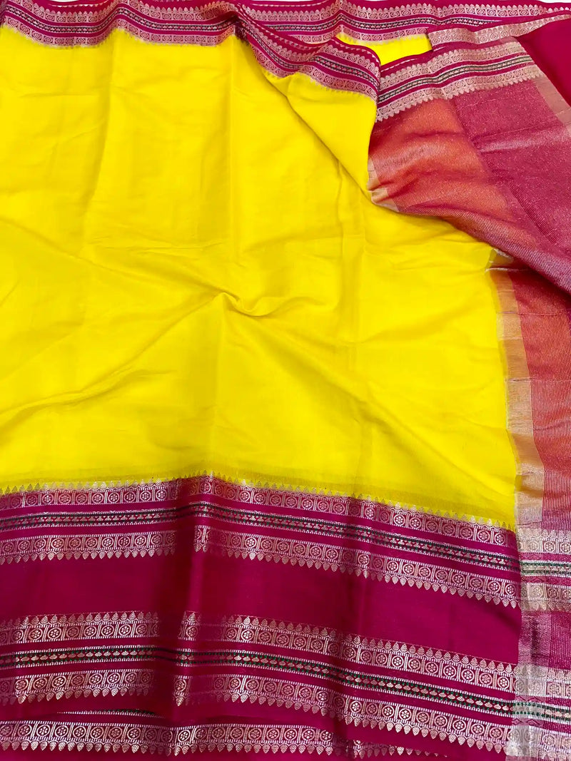 Yellow Warm Silk Meenakari Banarasi Saree