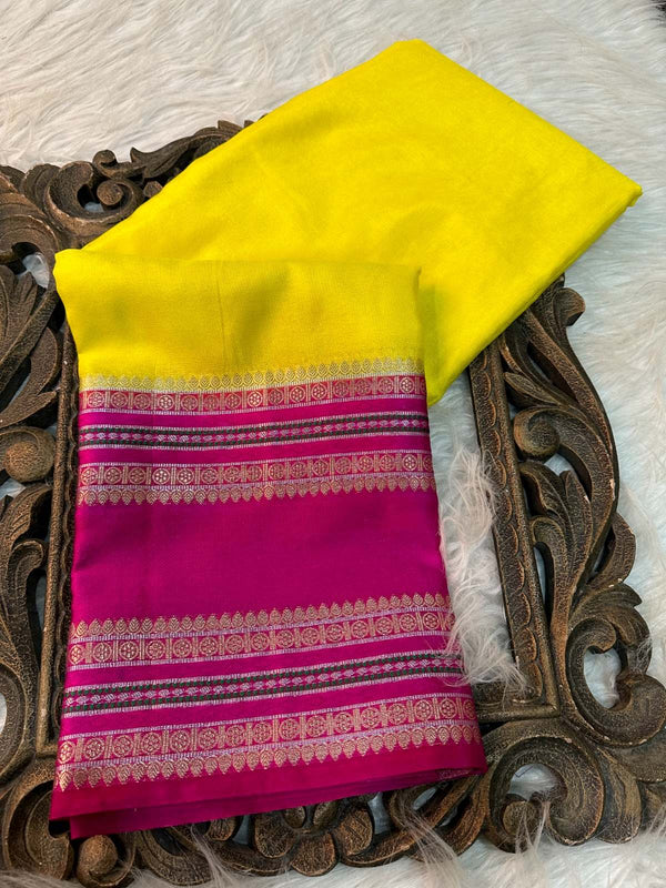 Yellow Warm Silk Meenakari Banarasi Saree