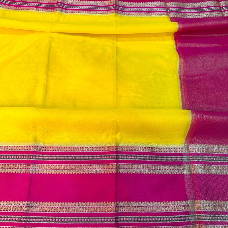 Yellow Warm Silk Meenakari Banarasi Saree