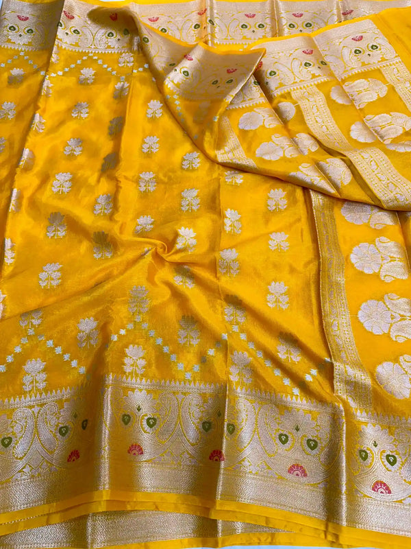 Yellow Warm Silk Sona Roopa Weave Banarasi Saree