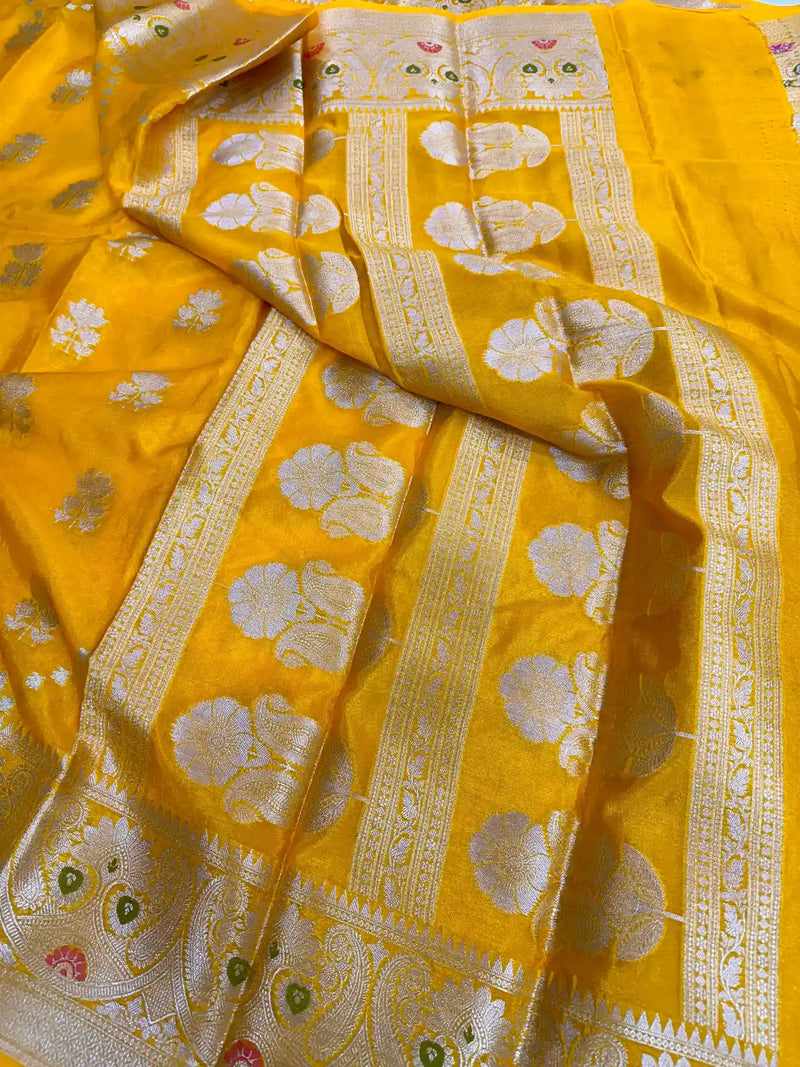 Yellow Warm Silk Sona Roopa Weave Banarasi Saree