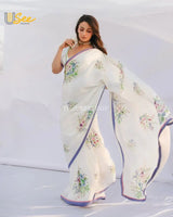 Alia Bhat Inspired Georgette Satin Saree with Digital Print