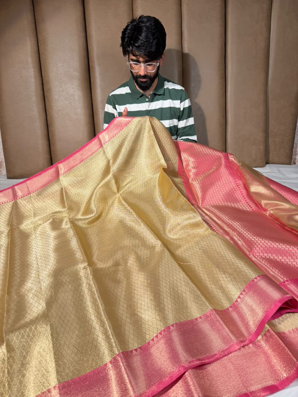 Gold Rani Brocade Tissue Saree
