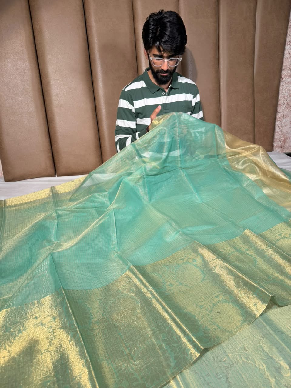 Green Kota Checks Banarasi Saree