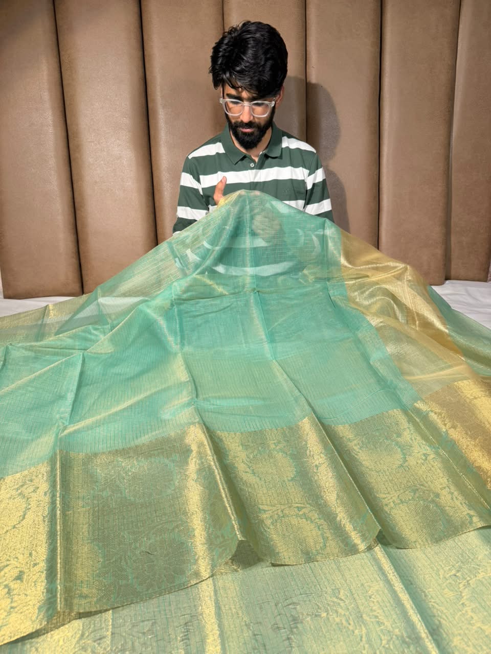 Green Kota Checks Banarasi Saree