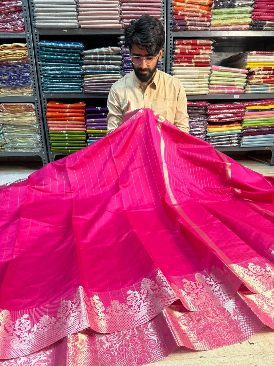 Baby Pink Banarasi Silk Saree