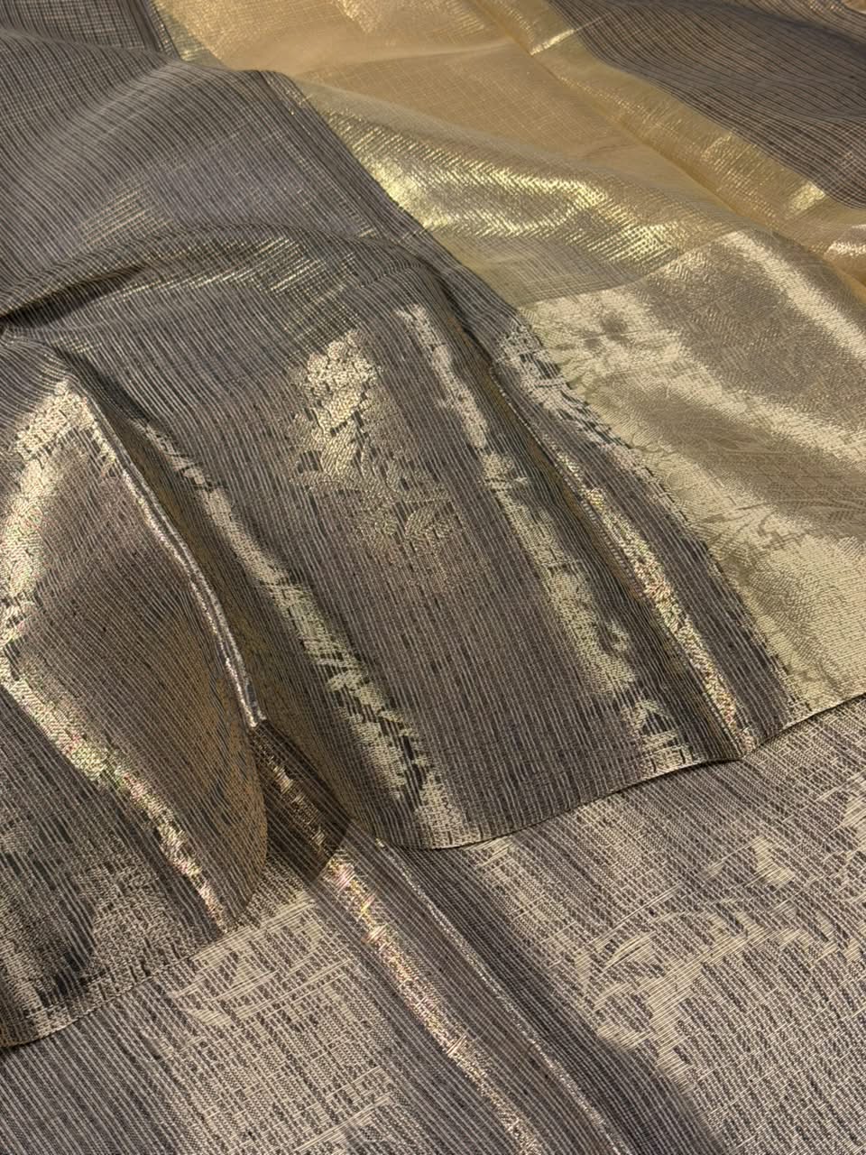 Dusty Grey Kota Checks Banarasi Saree