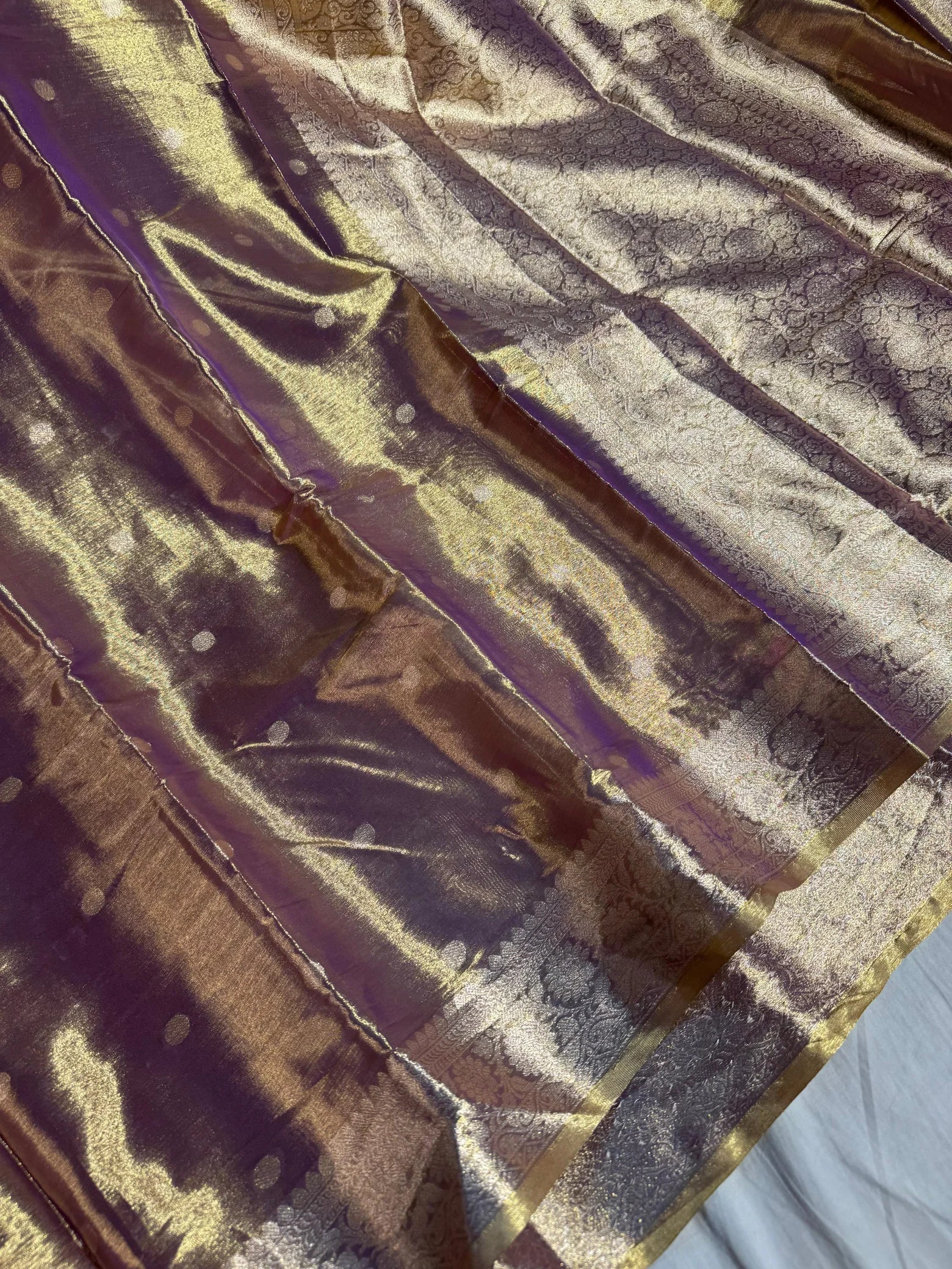 banarasi copper tissue silk saree with rich pallu and blouse 