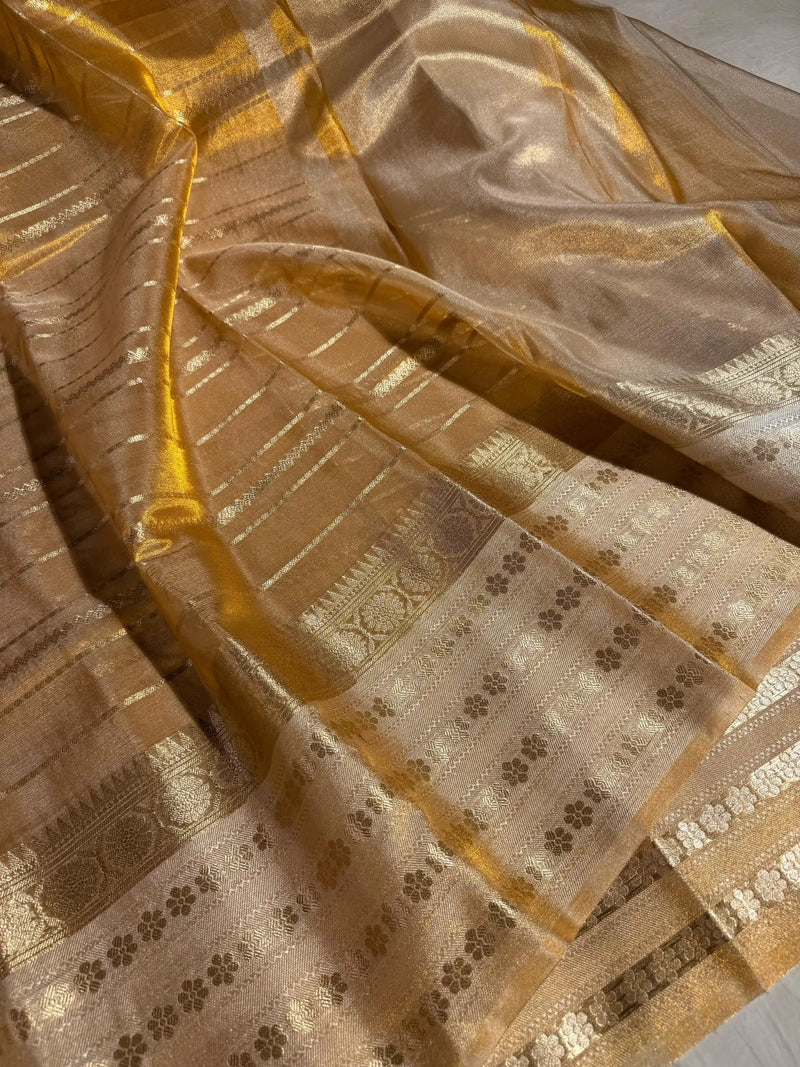 Premium Copper Tissue Silk Embossed Banarasi Saree