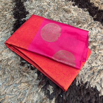 Orange Kora Muslin Soft Banarasi Saree