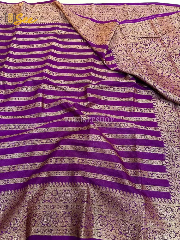 Dark Purple Warm Silk Handloom Inspired Banarasi Saree