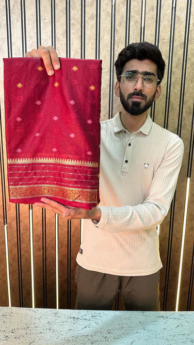 Maroon Colour Warm Silk Buti Saree