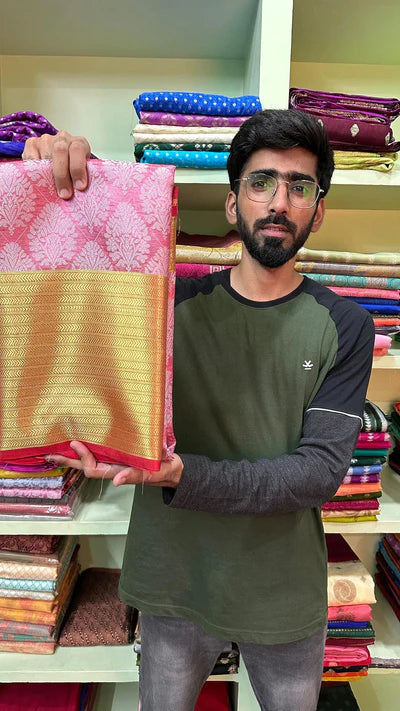 Light Pink Colour Tissue Silk Resham Banarasi Saree