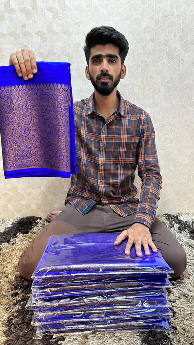 Royal Blue Colour Warm Silk Banarasi Saree