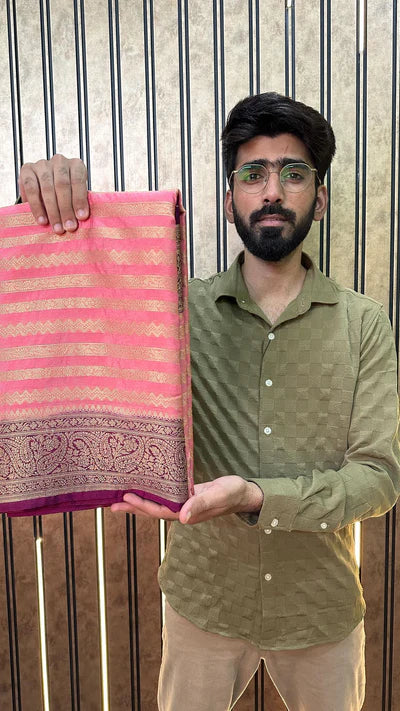 Semi Georgette Silk Handloom Banarasi Saree